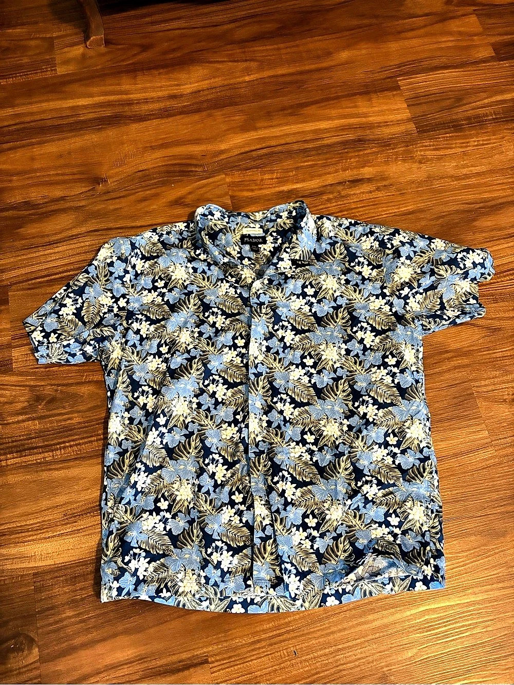 Jos. A. Bank Floral Cotton Shirt in Blue & White Size XXL Like New